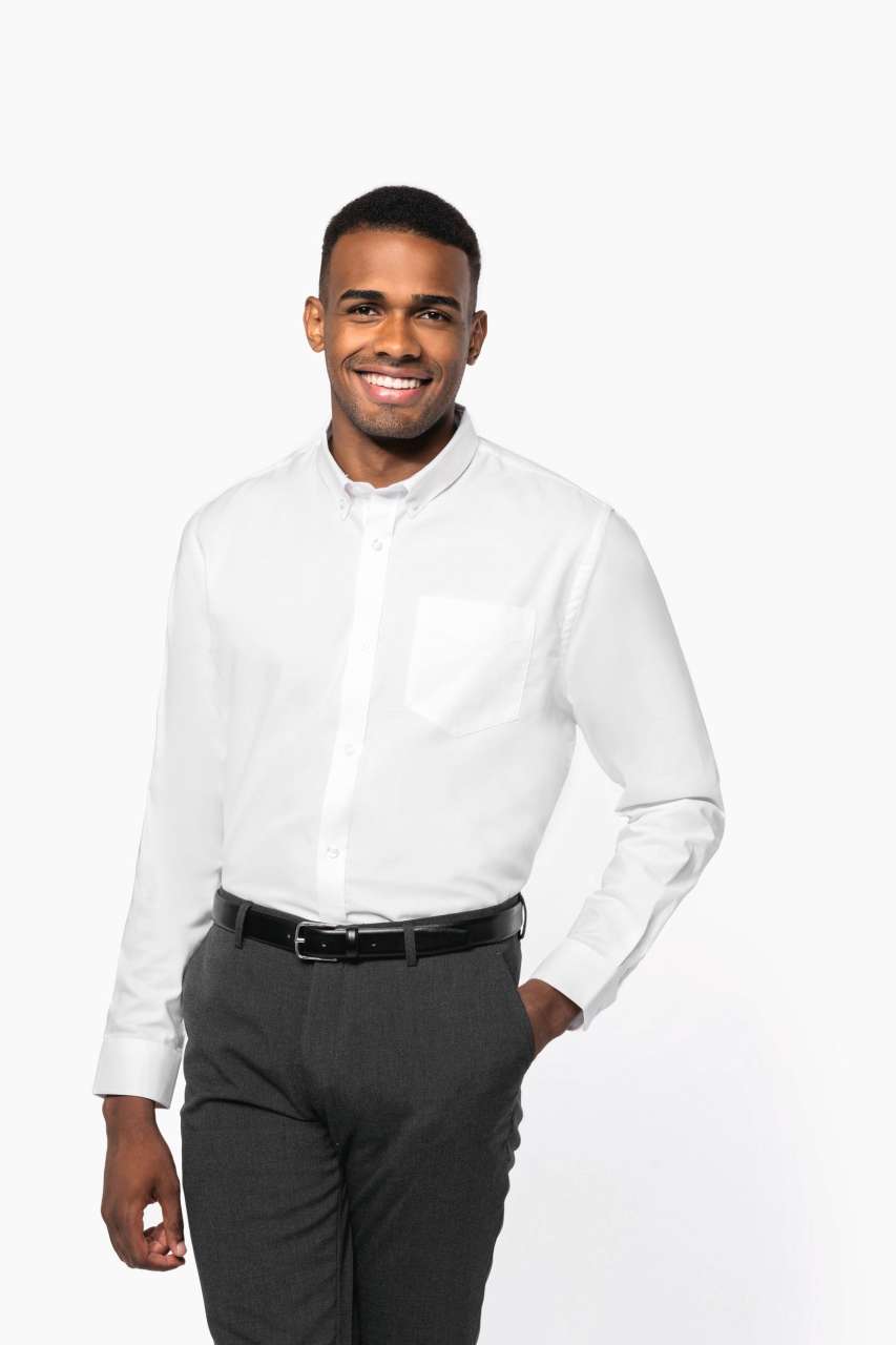 MEN'S LONG-SLEEVED OXFORD SHIRT - Black - Additional