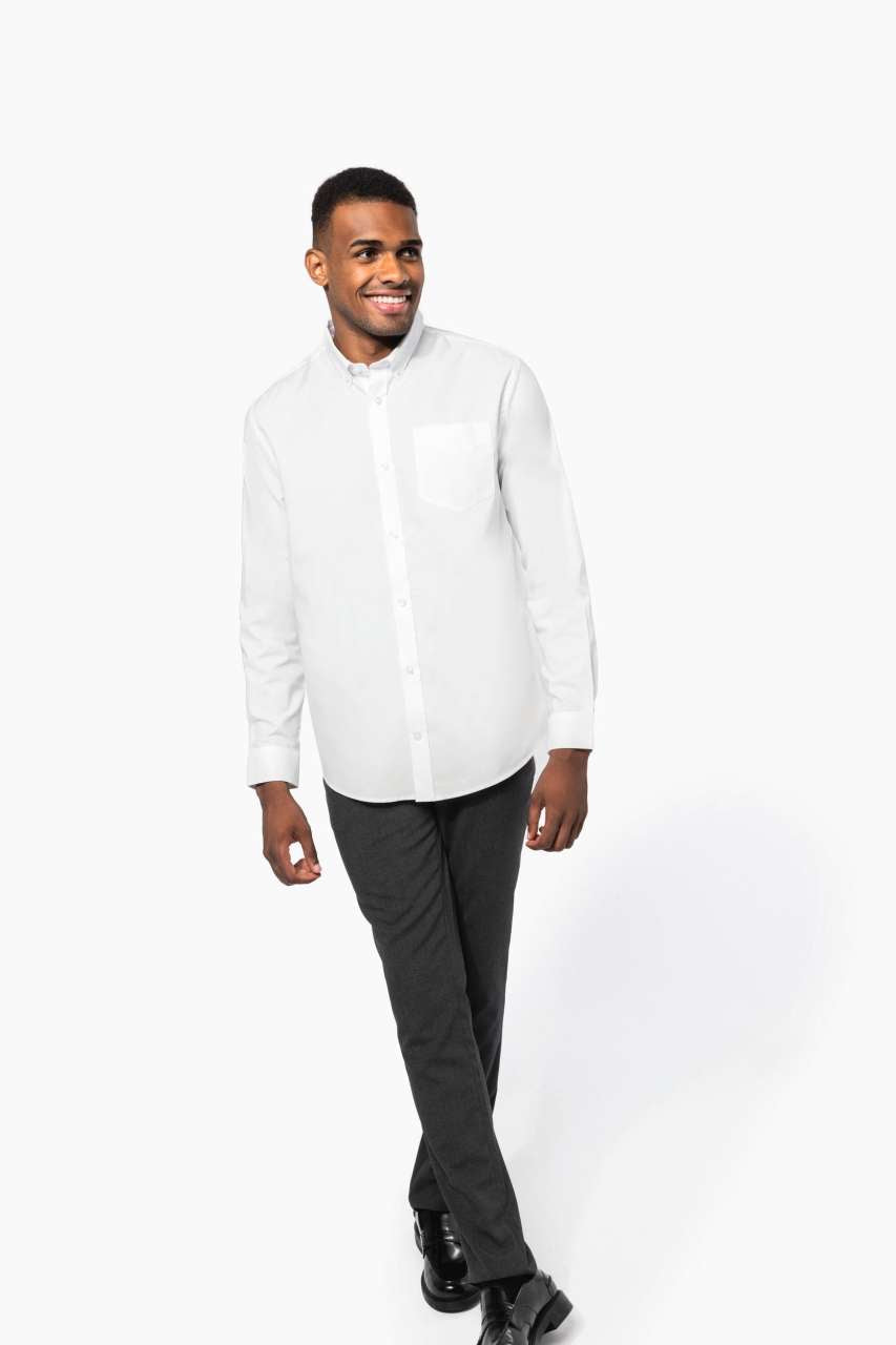MEN'S LONG-SLEEVED OXFORD SHIRT - Black - Additional