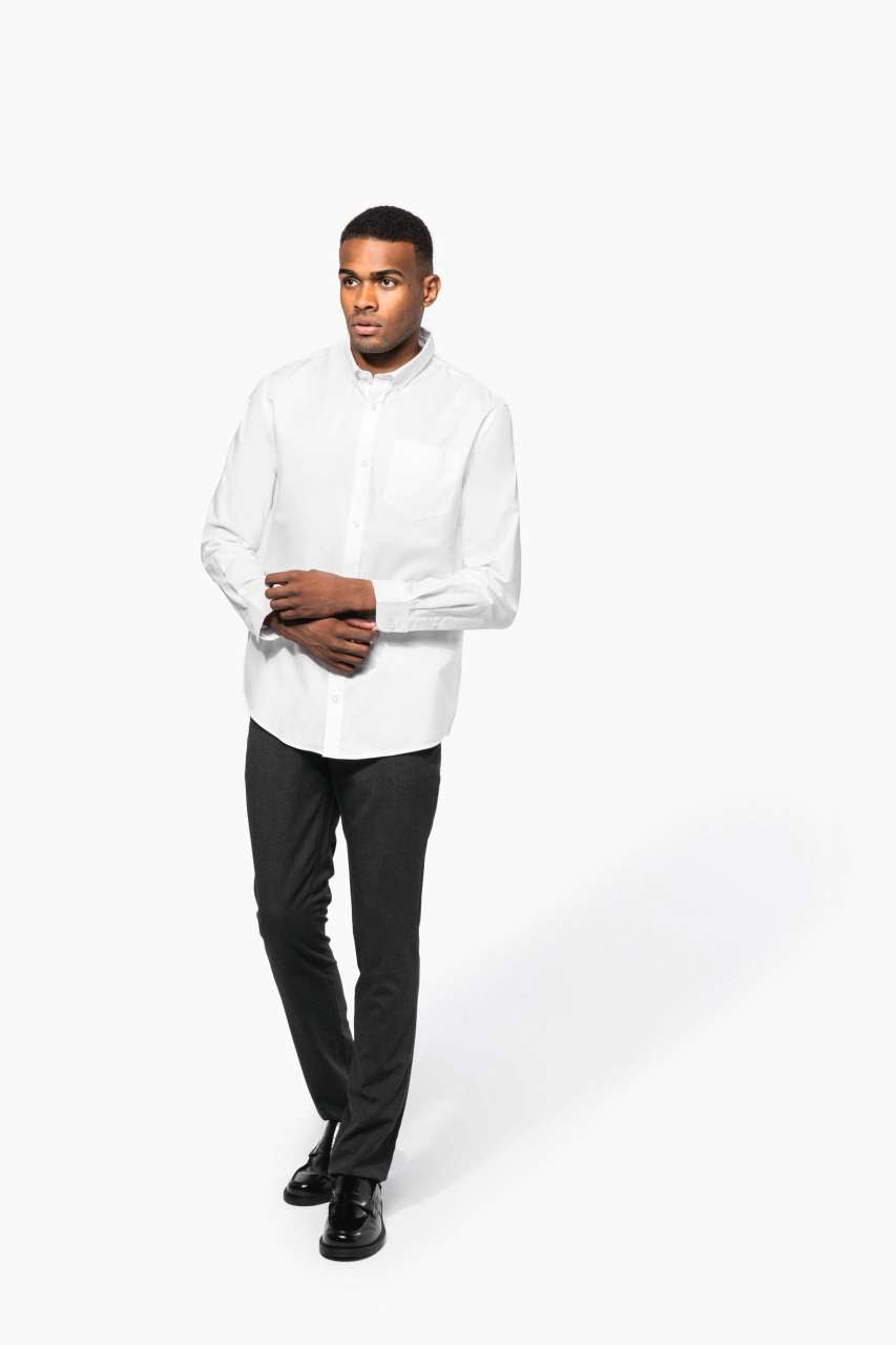 MEN'S LONG-SLEEVED OXFORD SHIRT - Black - Additional