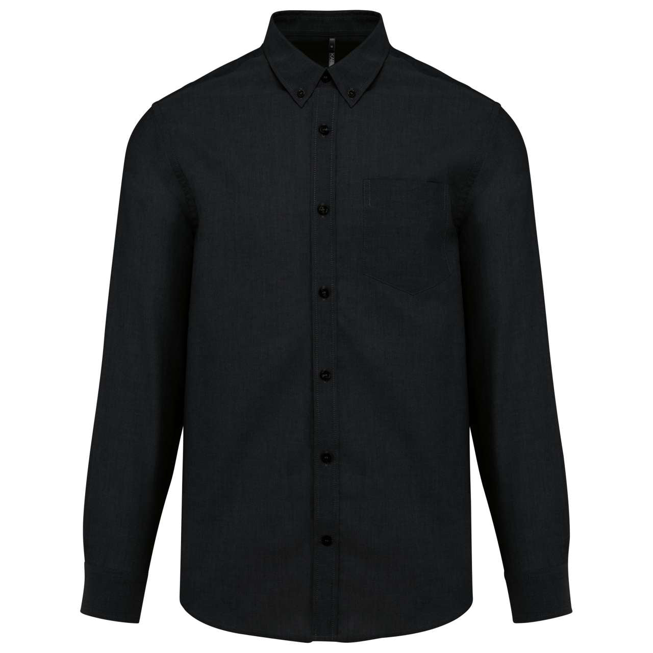 MEN'S LONG-SLEEVED OXFORD SHIRT - Black - Main