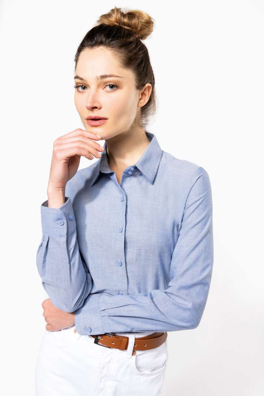 LADIES' LONG-SLEEVED OXFORD SHIRT - Oxford Blue - Additional