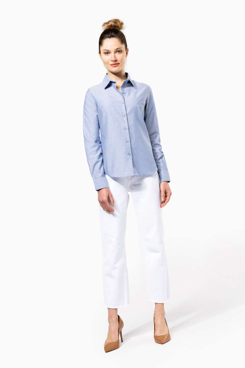 LADIES' LONG-SLEEVED OXFORD SHIRT - Oxford Blue - Additional