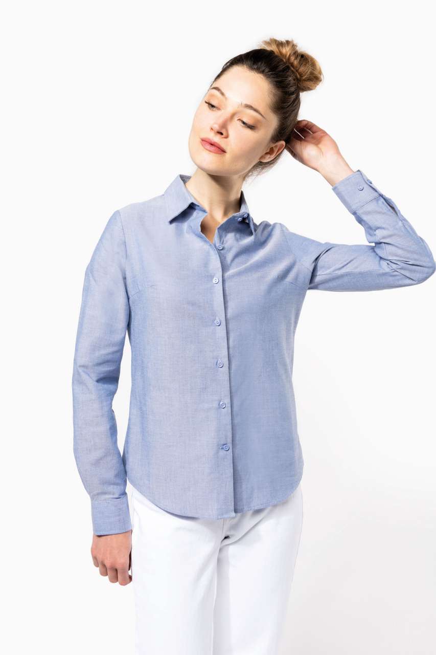 LADIES' LONG-SLEEVED OXFORD SHIRT - Oxford Blue - Model