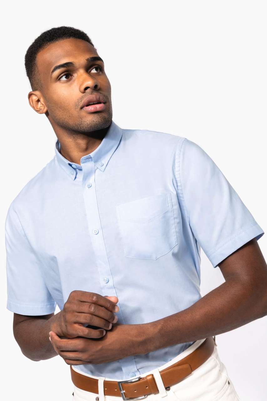 MEN'S SHORT-SLEEVED OXFORD SHIRT - Black - Additional