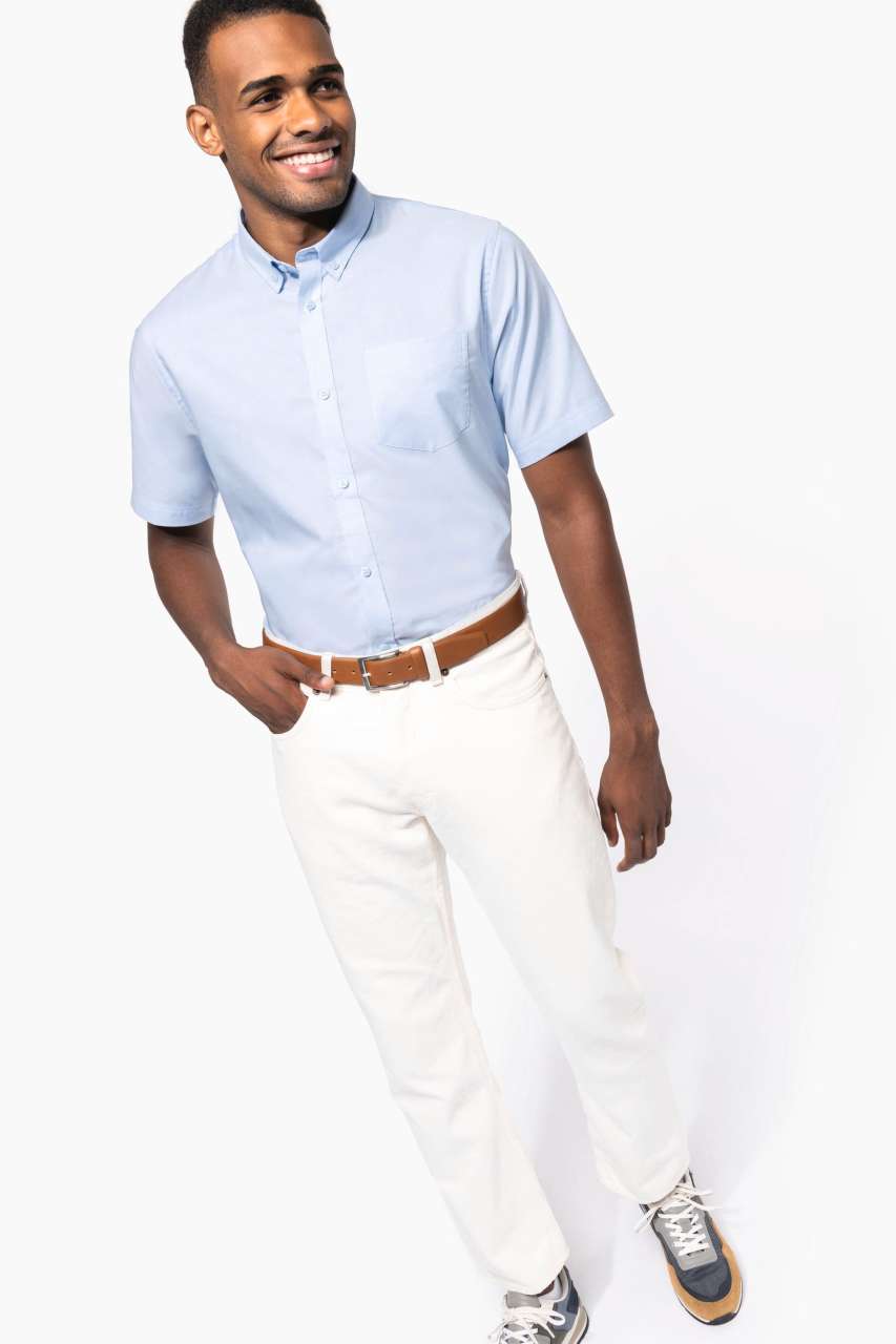 MEN'S SHORT-SLEEVED OXFORD SHIRT - Black - Additional
