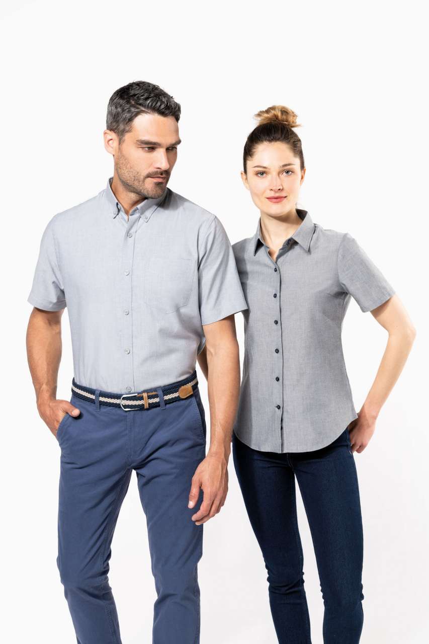 LADIES' SHORT-SLEEVED OXFORD SHIRT - Black - Additional