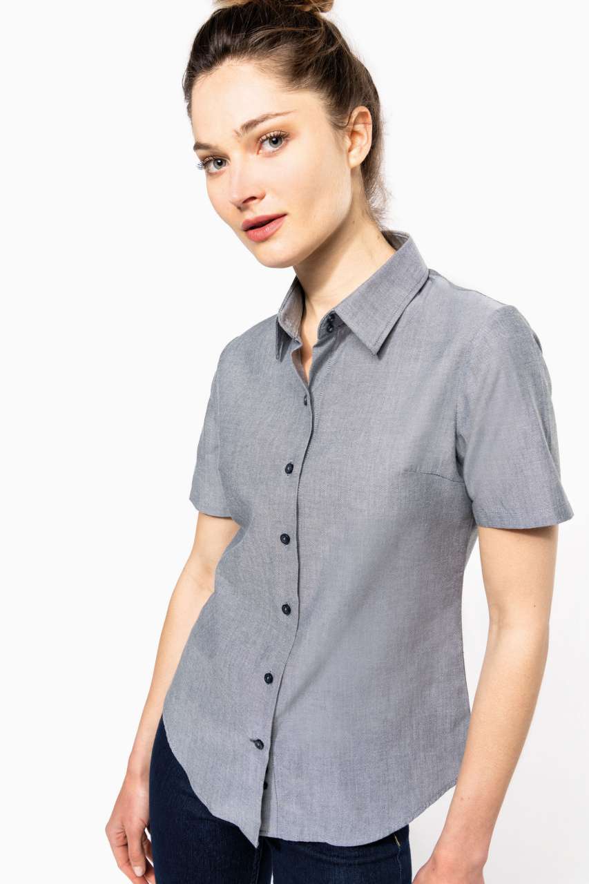 LADIES' SHORT-SLEEVED OXFORD SHIRT - Black - Additional