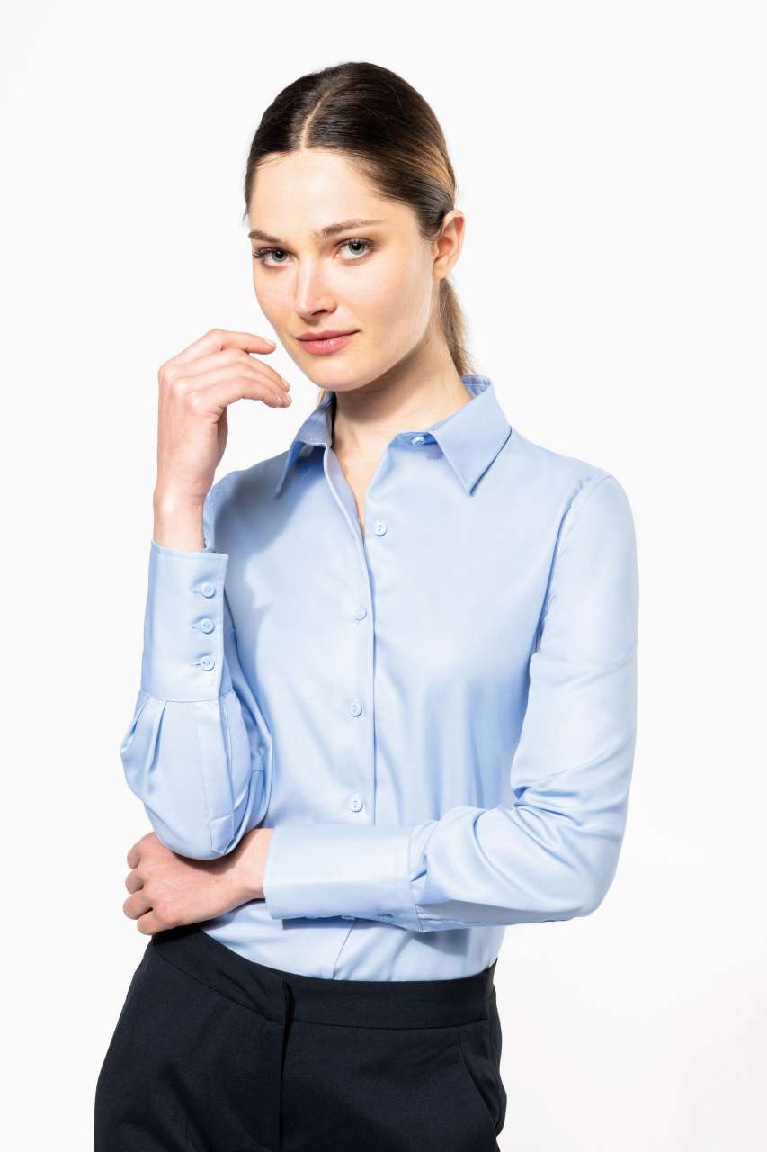 LADIES' LONG-SLEEVED NON-IRON SHIRT - Black - Additional