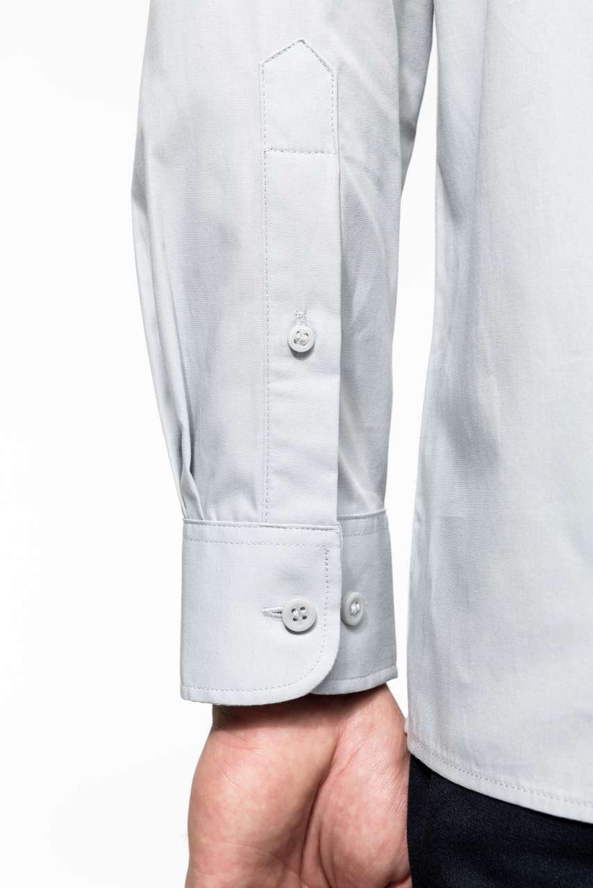 MEN'S LONG-SLEEVED COTTON POPLIN SHIRT - Black - Additional
