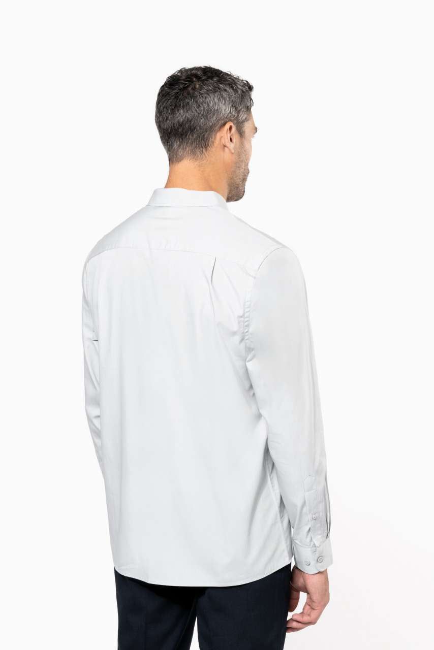 MEN'S LONG-SLEEVED COTTON POPLIN SHIRT - Black - Additional