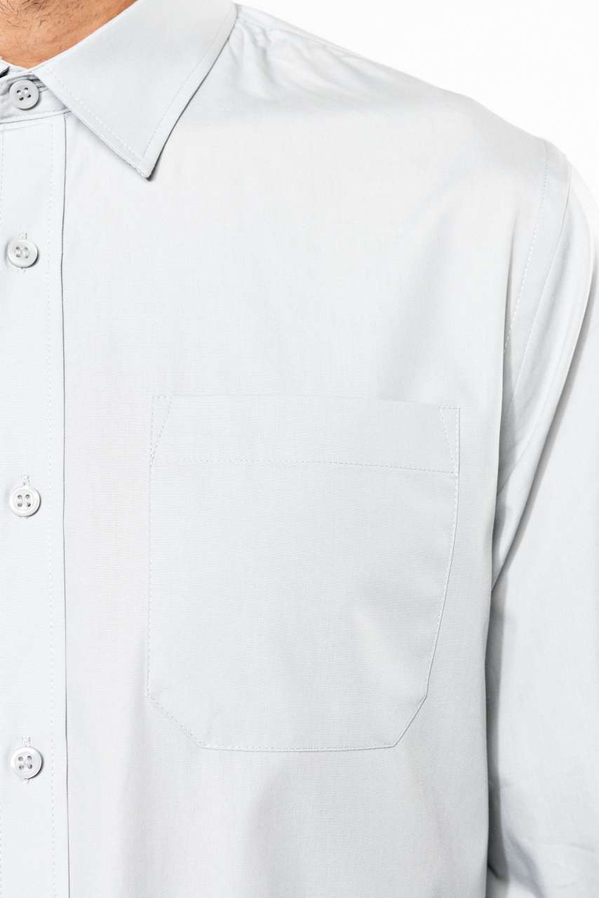 MEN'S LONG-SLEEVED COTTON POPLIN SHIRT - Black - Additional