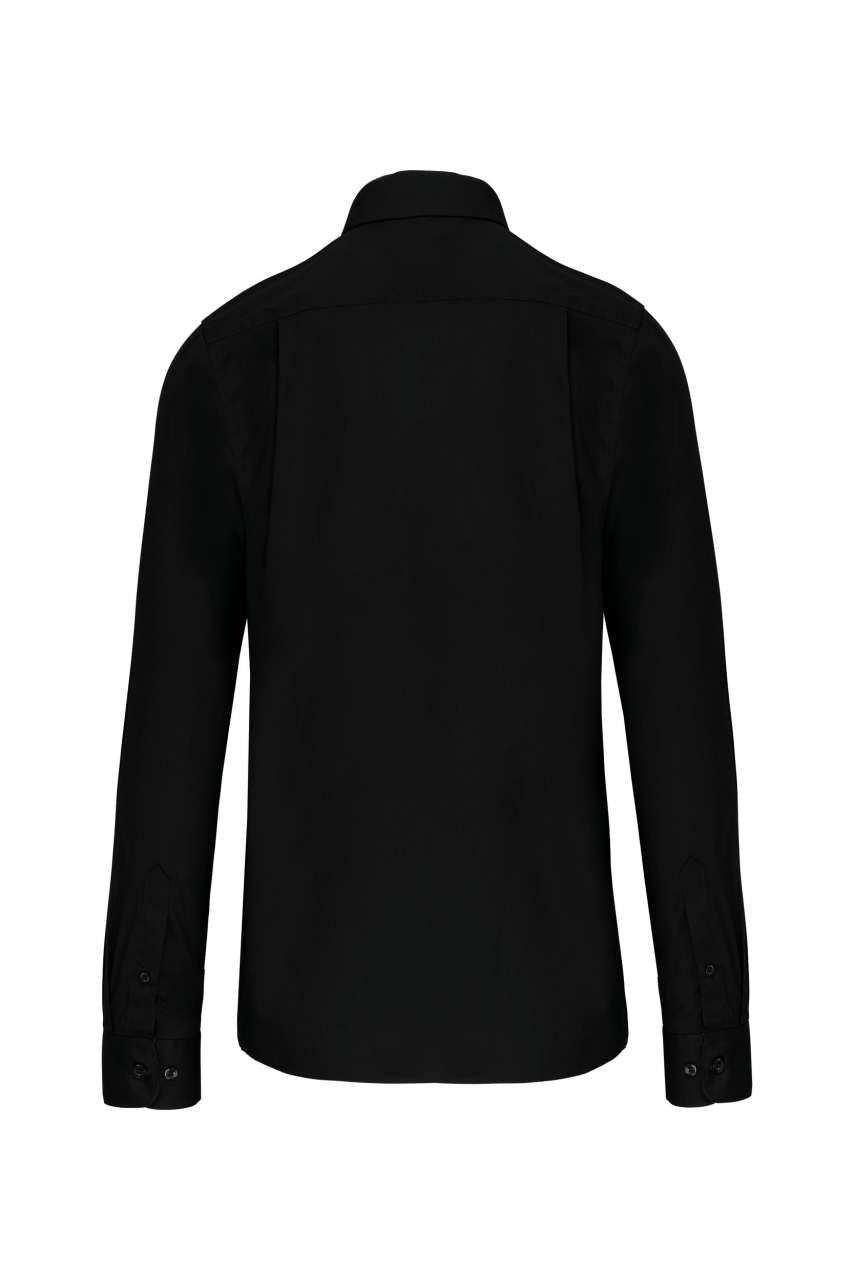 MEN'S LONG-SLEEVED COTTON POPLIN SHIRT - Black - Additional