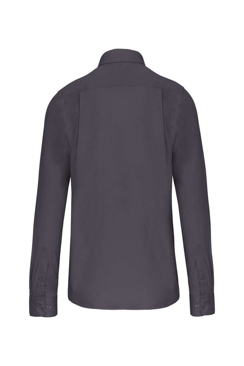 MEN'S LONG-SLEEVED COTTON POPLIN SHIRT - Zinc - Additional