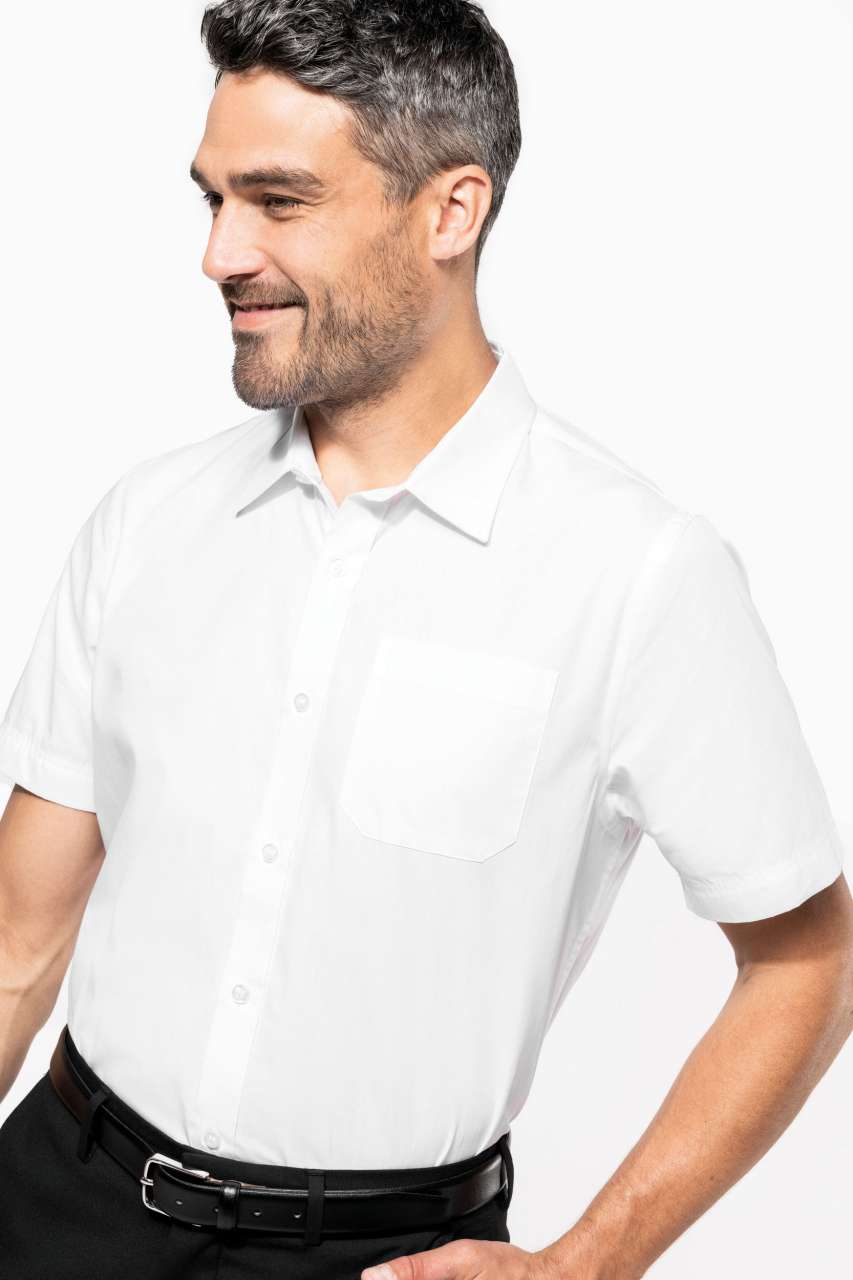 MEN'S SHORT-SLEEVED COTTON POPLIN SHIRT - Black - Additional