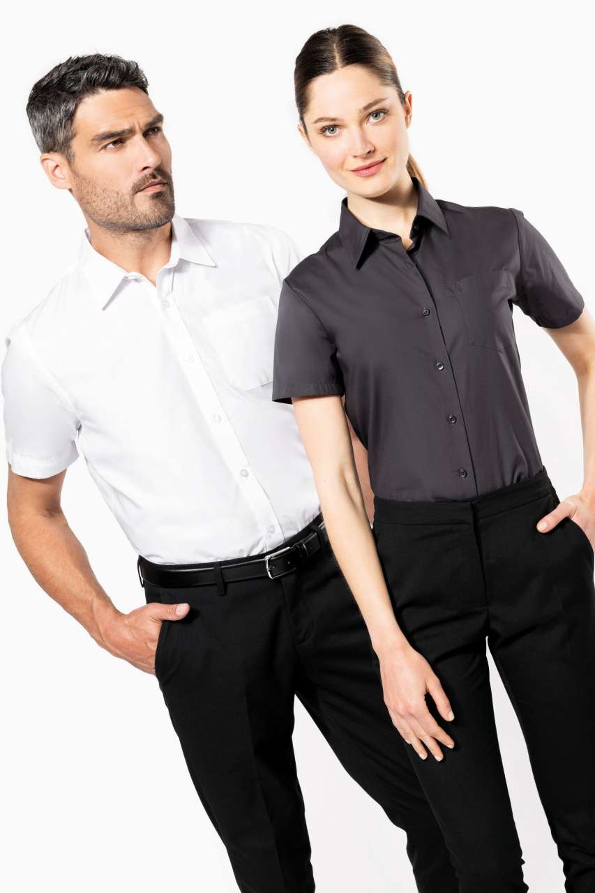 MEN'S SHORT-SLEEVED COTTON POPLIN SHIRT - Black - Additional