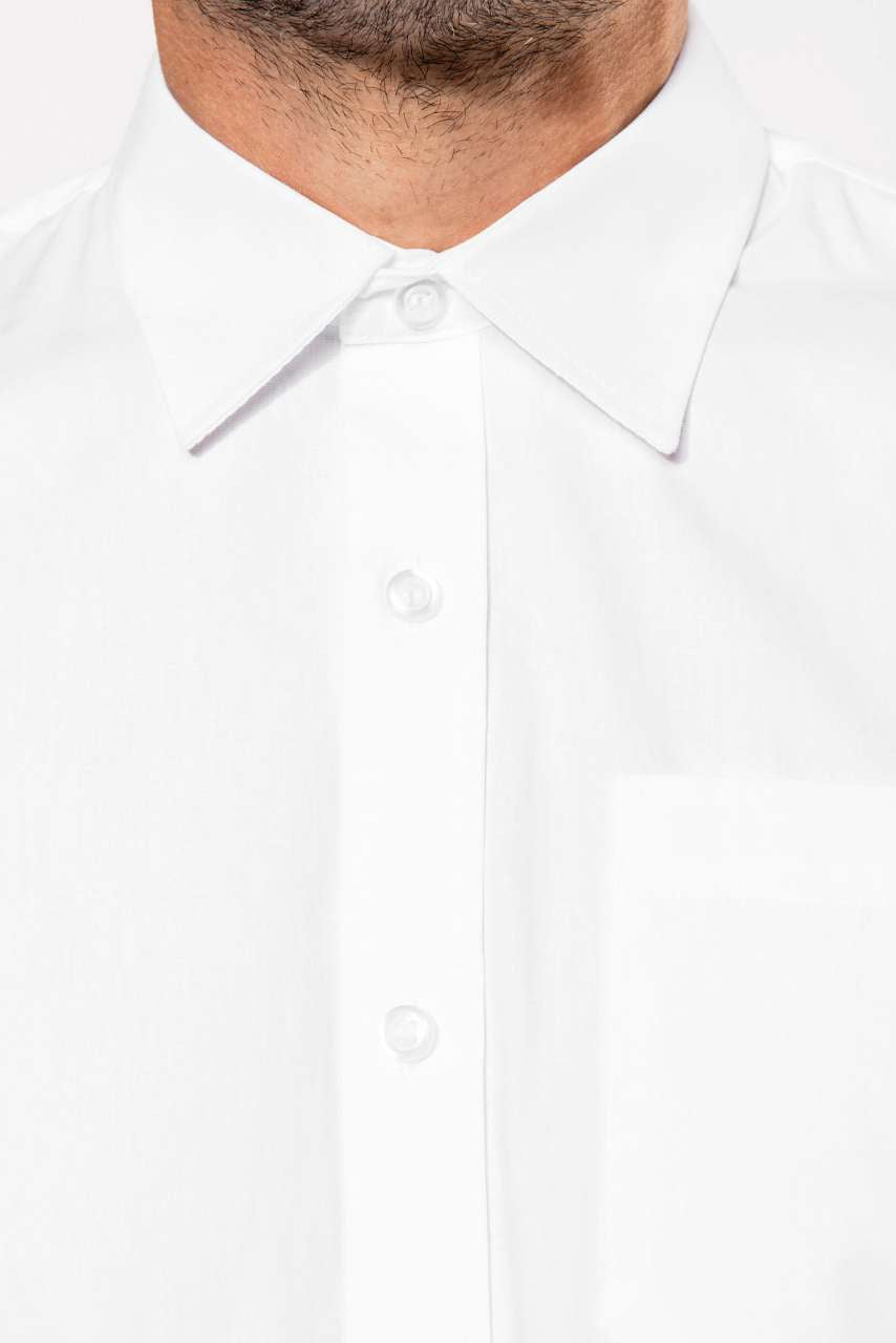 MEN'S SHORT-SLEEVED COTTON POPLIN SHIRT - Black - Additional