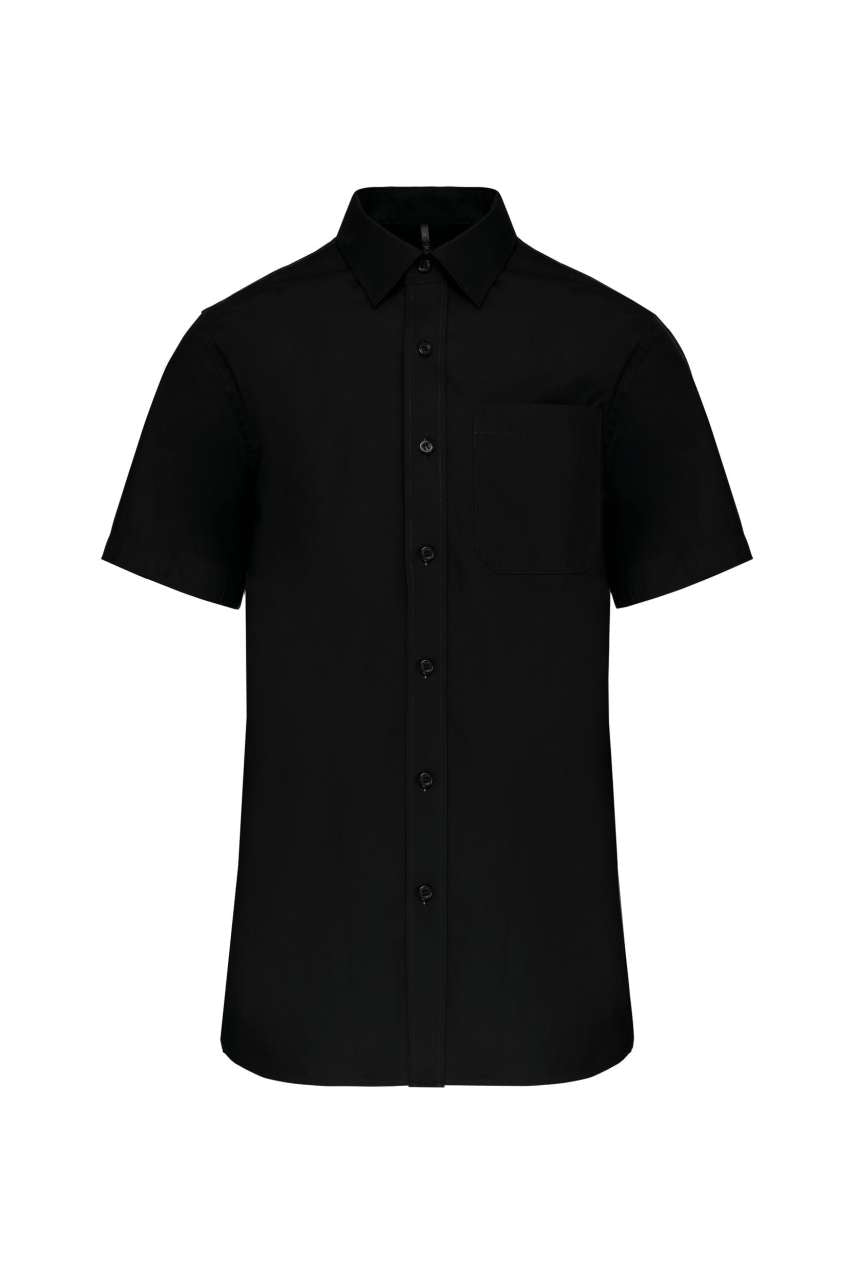 MEN'S SHORT-SLEEVED COTTON POPLIN SHIRT - Black - Main