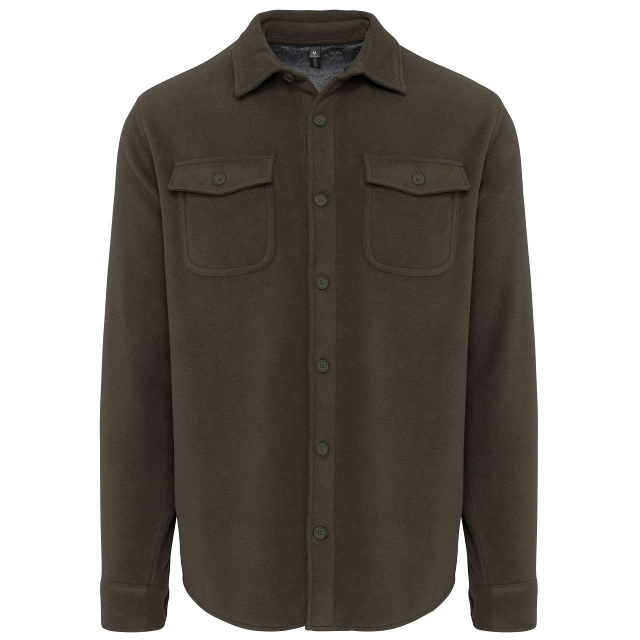 SHERPA-LINED FLEECE OVERSHIRT - Dark Khaki/Storm Grey - colorimageurl