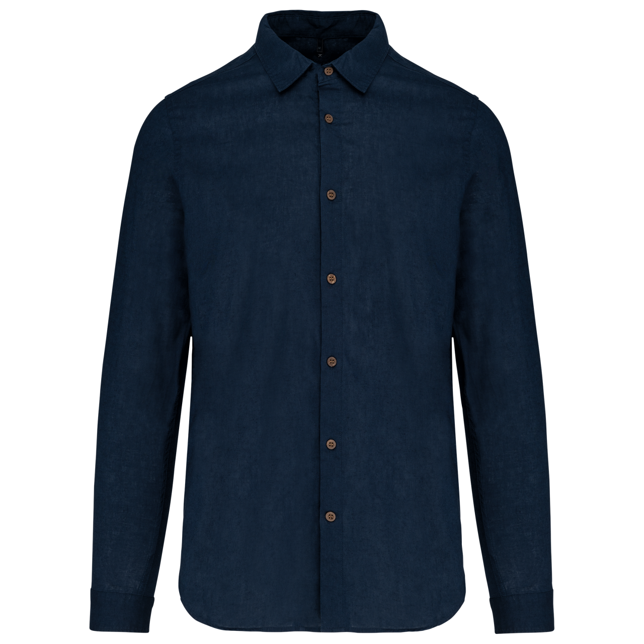 MEN'S LONG SLEEVE LINEN AND COTTON SHIRT - Navy - modelimageurl