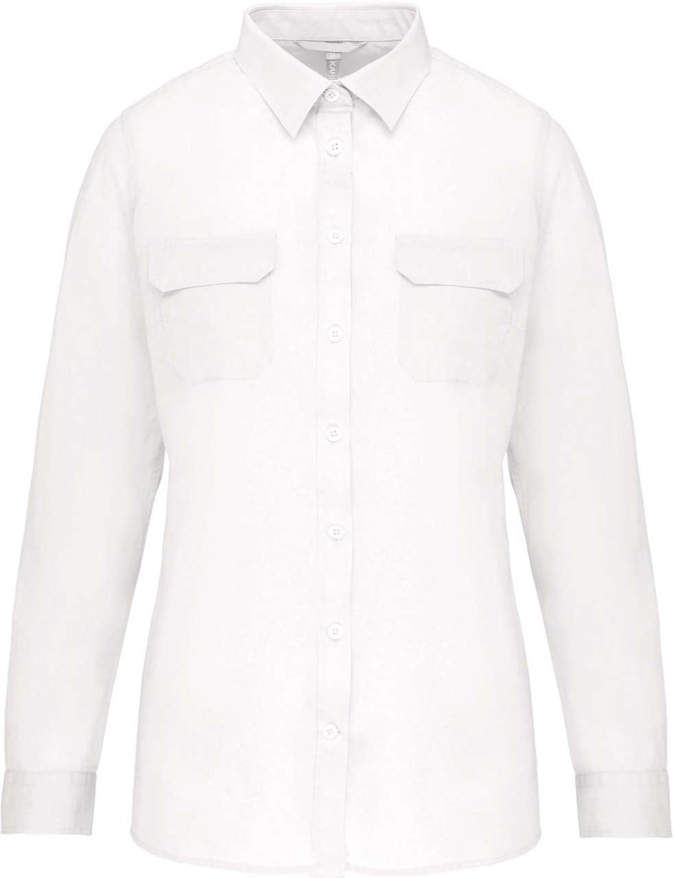 LADIES' LONG-SLEEVED SAFARI SHIRT - White - colorimageurl