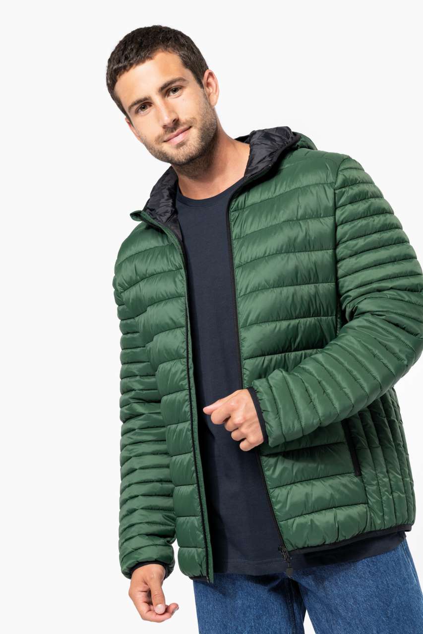 MEN'S LIGHTWEIGHT HOODED PADDED JACKET - Black - Additional