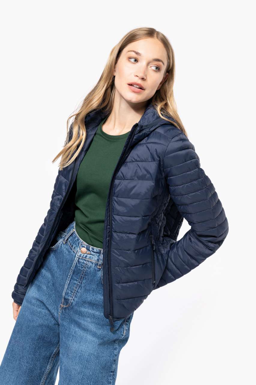 LADIES' LIGHTWEIGHT HOODED PADDED JACKET - Black - Additional