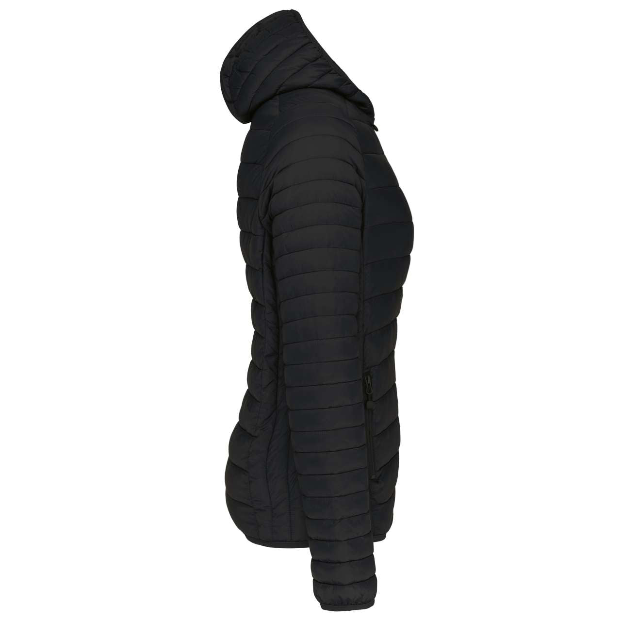 LADIES' LIGHTWEIGHT HOODED PADDED JACKET - Black - Additional