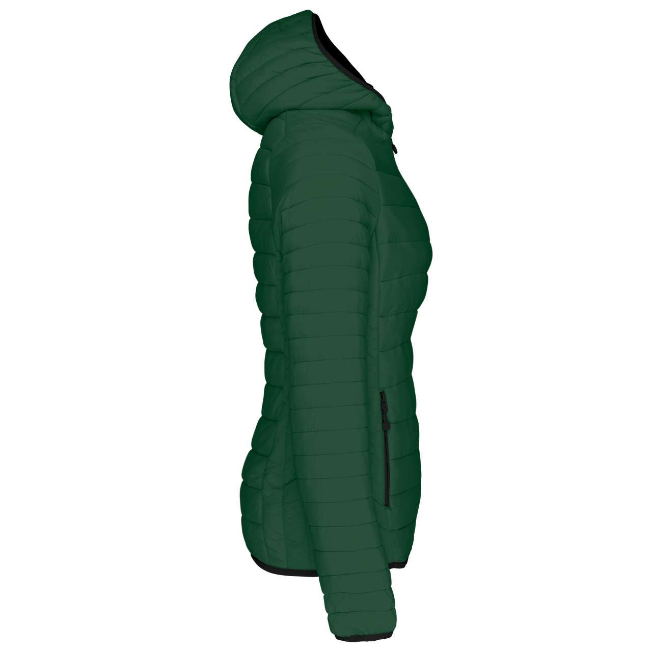 LADIES' LIGHTWEIGHT HOODED PADDED JACKET - Forest Green - Additional