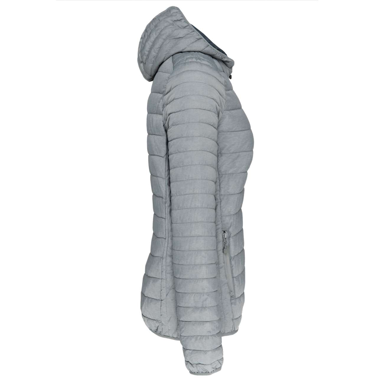LADIES' LIGHTWEIGHT HOODED PADDED JACKET - Marl Silver - Additional