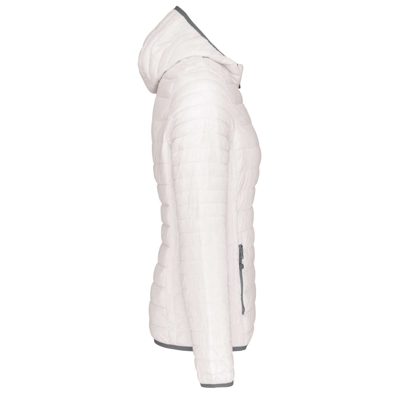 LADIES' LIGHTWEIGHT HOODED PADDED JACKET - White - Additional