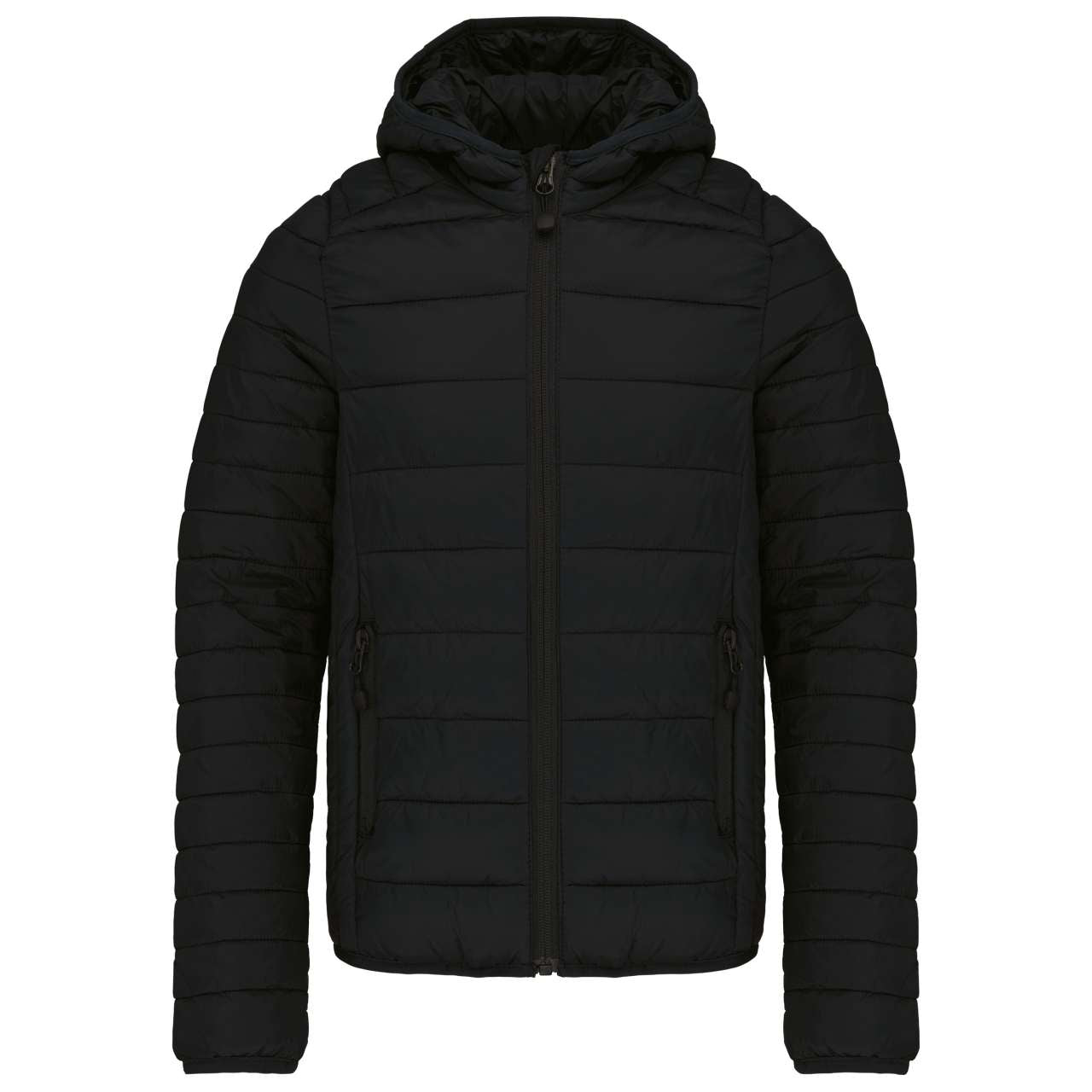 KIDS' LIGHTWEIGHT HOODED PADDED JACKET - Black - colorimageurl