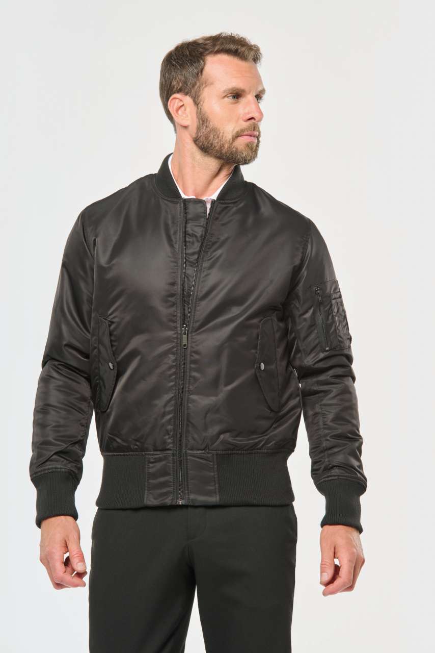 REVERSIBLE BOMBER JACKET - Black/Orange - modelimageurl