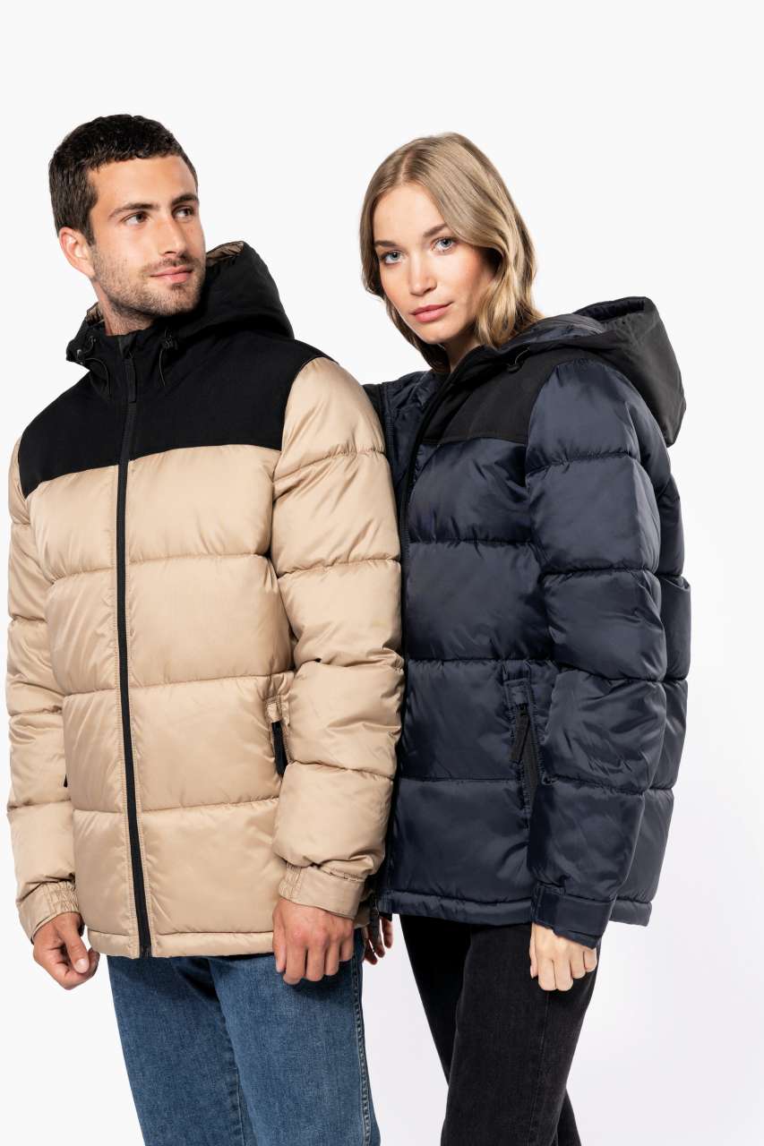 UNISEX BI-TONE PADDED JACKET WITH HOOD - Black - modelimageurl