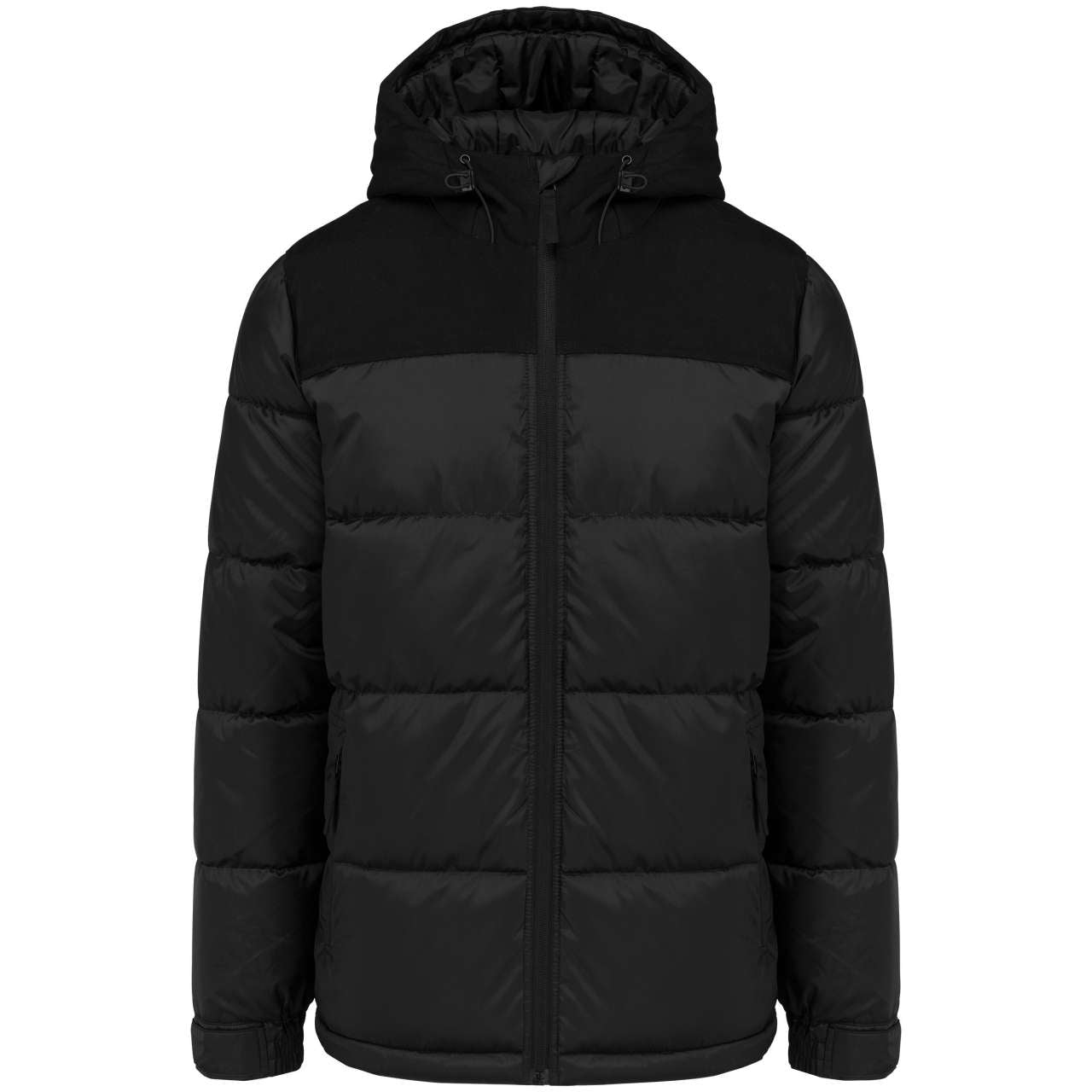 UNISEX BI-TONE PADDED JACKET WITH HOOD - Black - colorimageurl