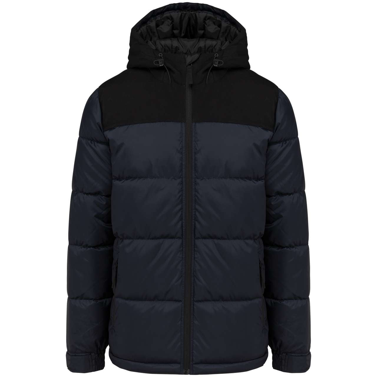 UNISEX BI-TONE PADDED JACKET WITH HOOD - Navy/Black - colorimageurl