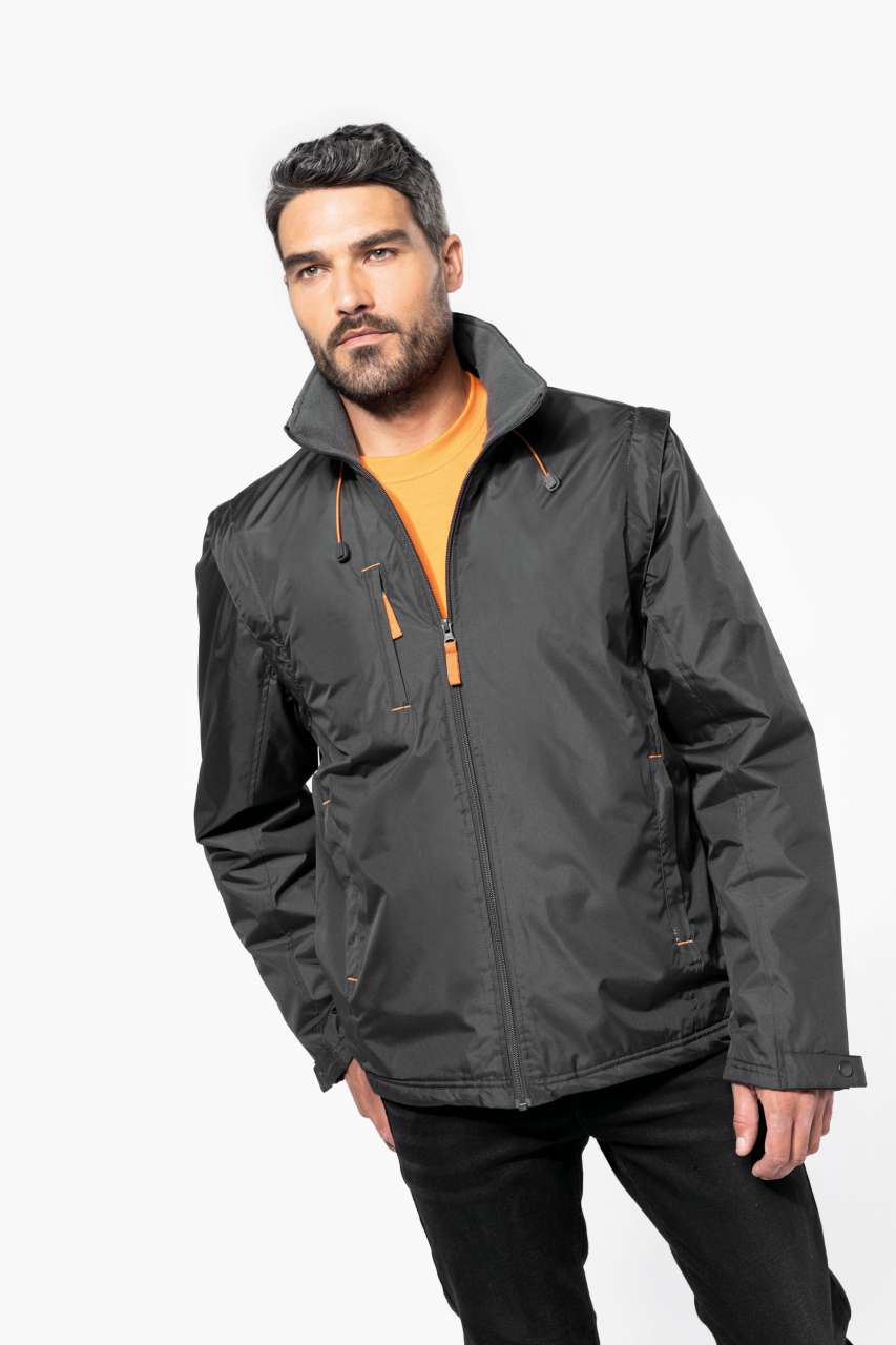 SCORE - DETACHABLE-SLEEVED BLOUSON JACKET - Black/Orange - Model