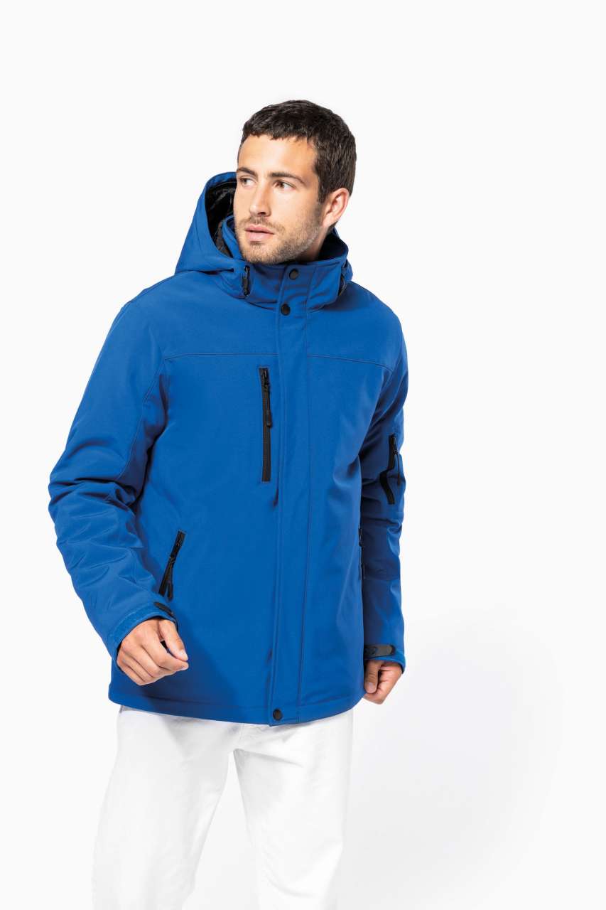 MEN'S HOODED SOFTSHELL LINED PARKA - Black - modelimageurl