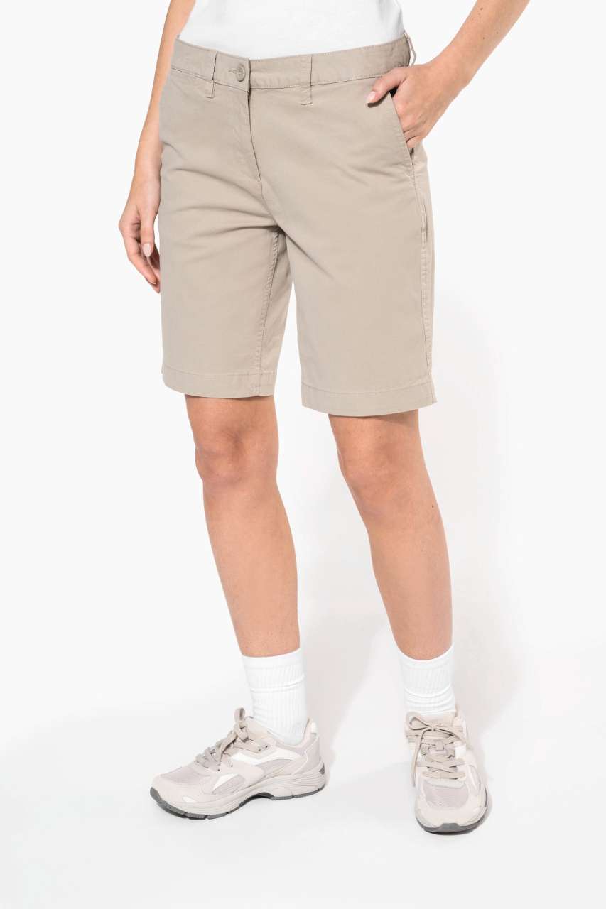 LADIES' CHINO BERMUDA SHORTS - Beige - modelimageurl