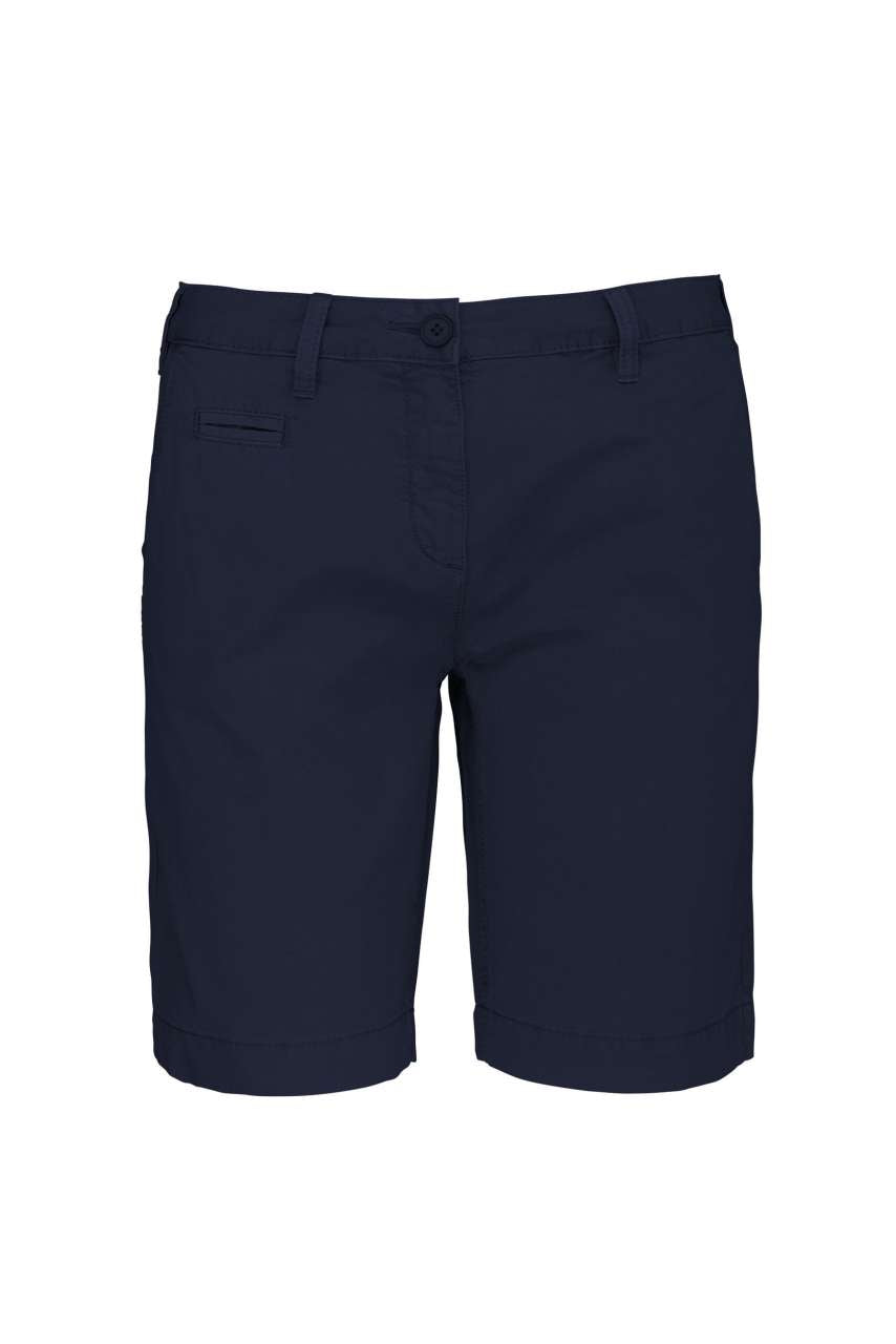 LADIES' WASHED EFFECT BERMUDA SHORTS - Washed Navy - colorimageurl