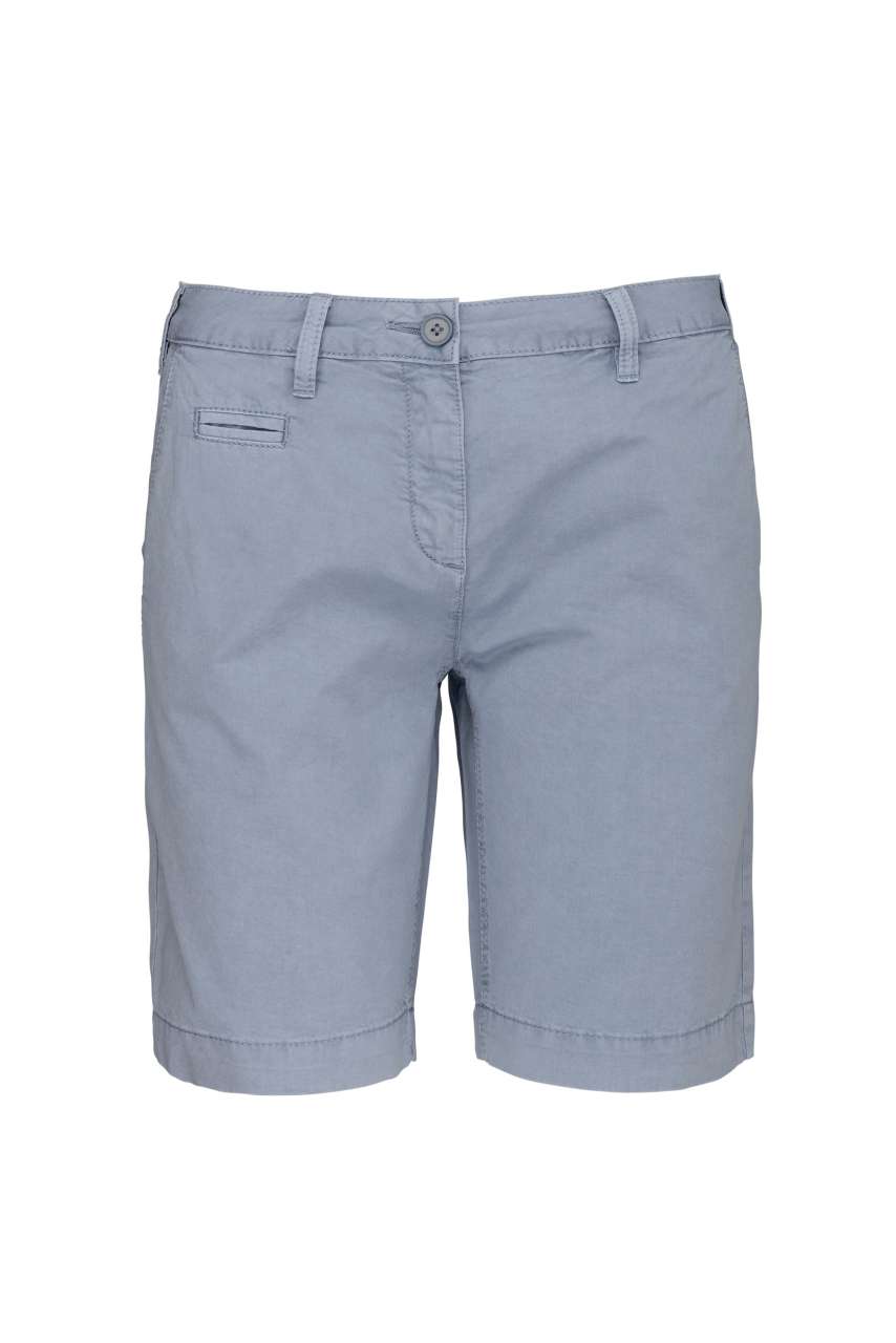 LADIES' WASHED EFFECT BERMUDA SHORTS - Washed Smoky Blue - colorimageurl