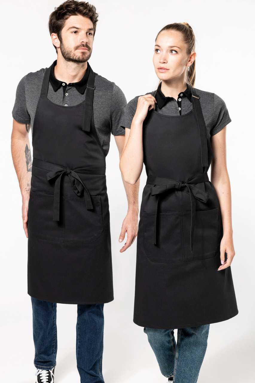 COTTON APRON HIGH-TEMPERATURE WASHABLE - Black - modelimageurl