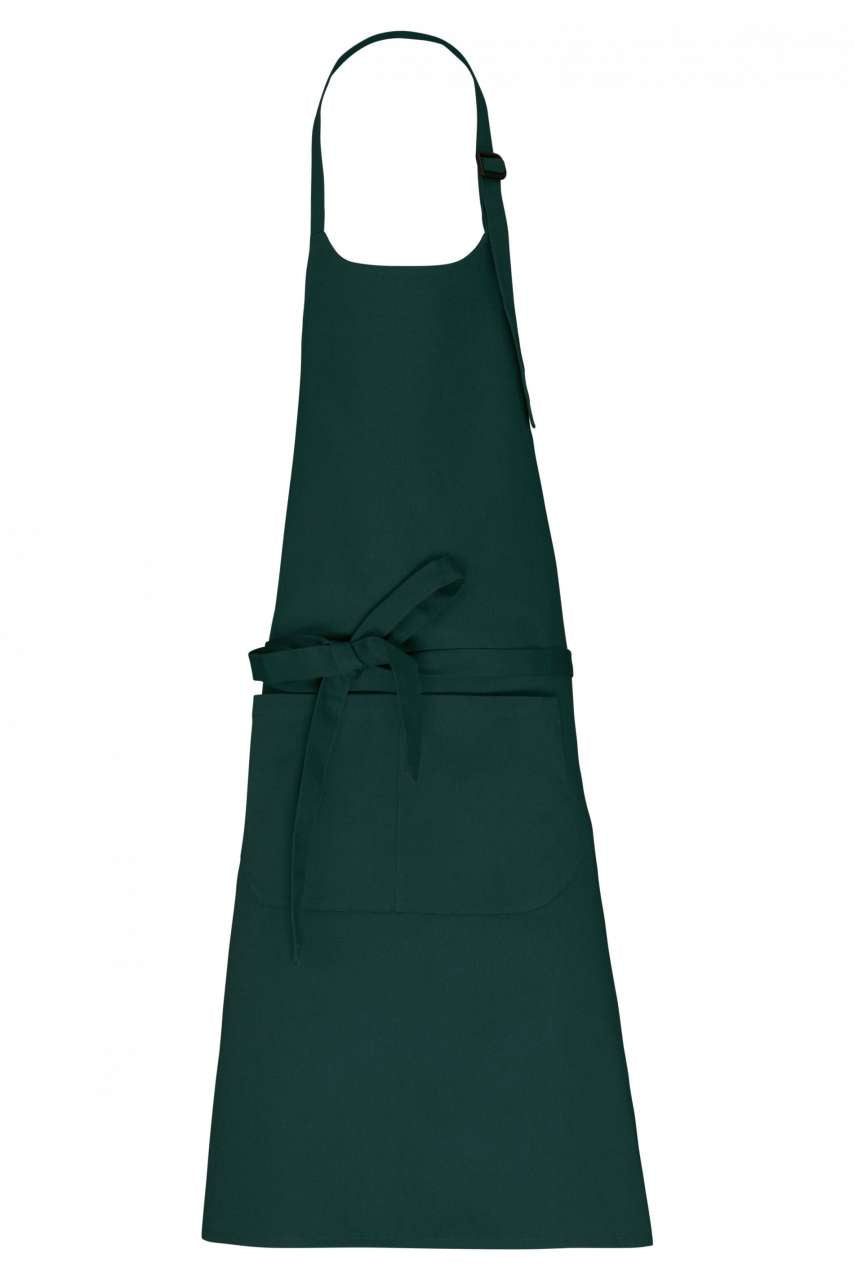 APRON WITH POCKET IN ORGANIC COTTON - Amazon Green - colorimageurl