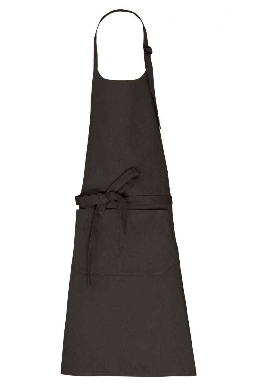 APRON WITH POCKET IN ORGANIC COTTON - Dark Grey - colorimageurl
