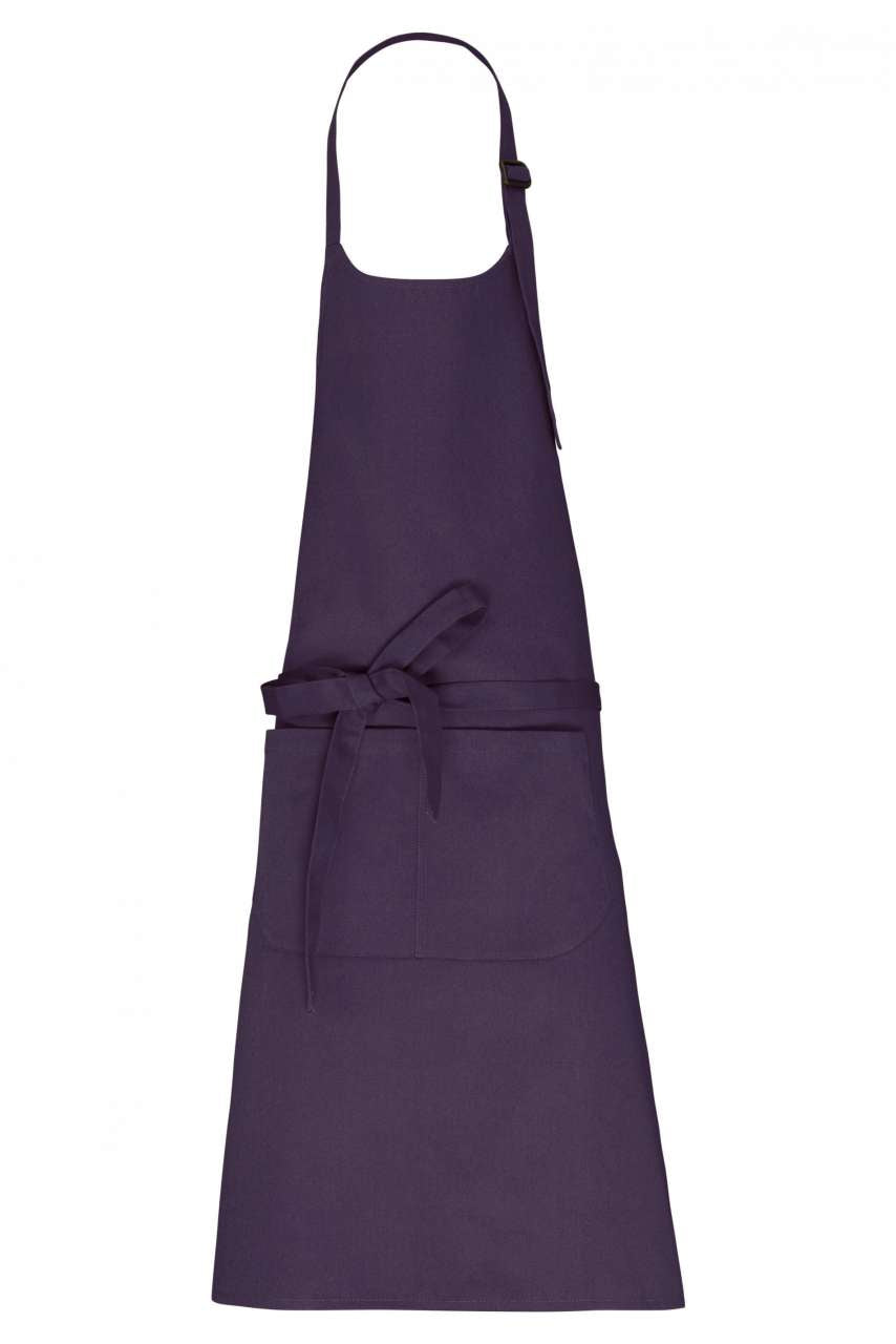 APRON WITH POCKET IN ORGANIC COTTON - Deep Plum - colorimageurl