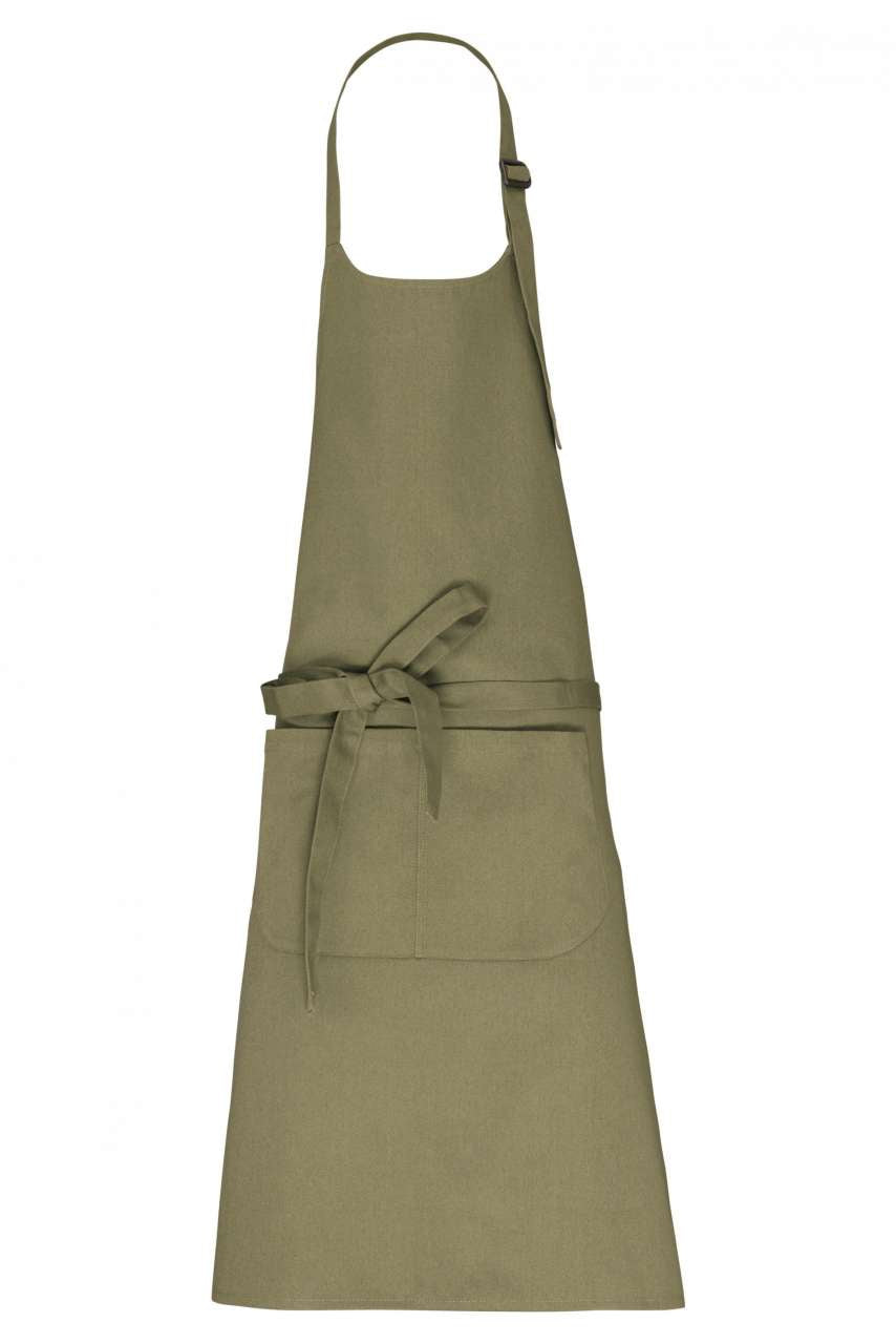 APRON WITH POCKET IN ORGANIC COTTON - Light Olive Green - colorimageurl
