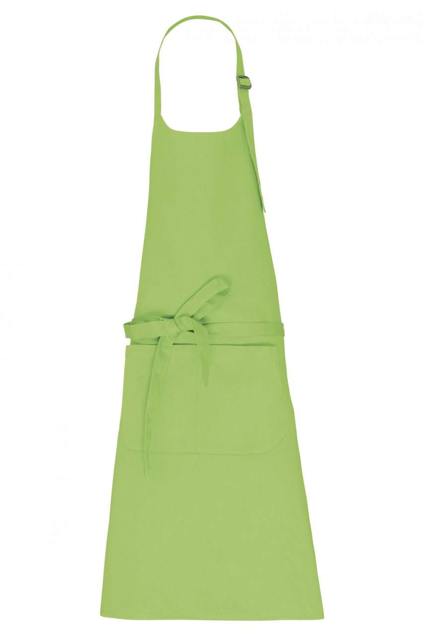 APRON WITH POCKET IN ORGANIC COTTON - Lime - colorimageurl