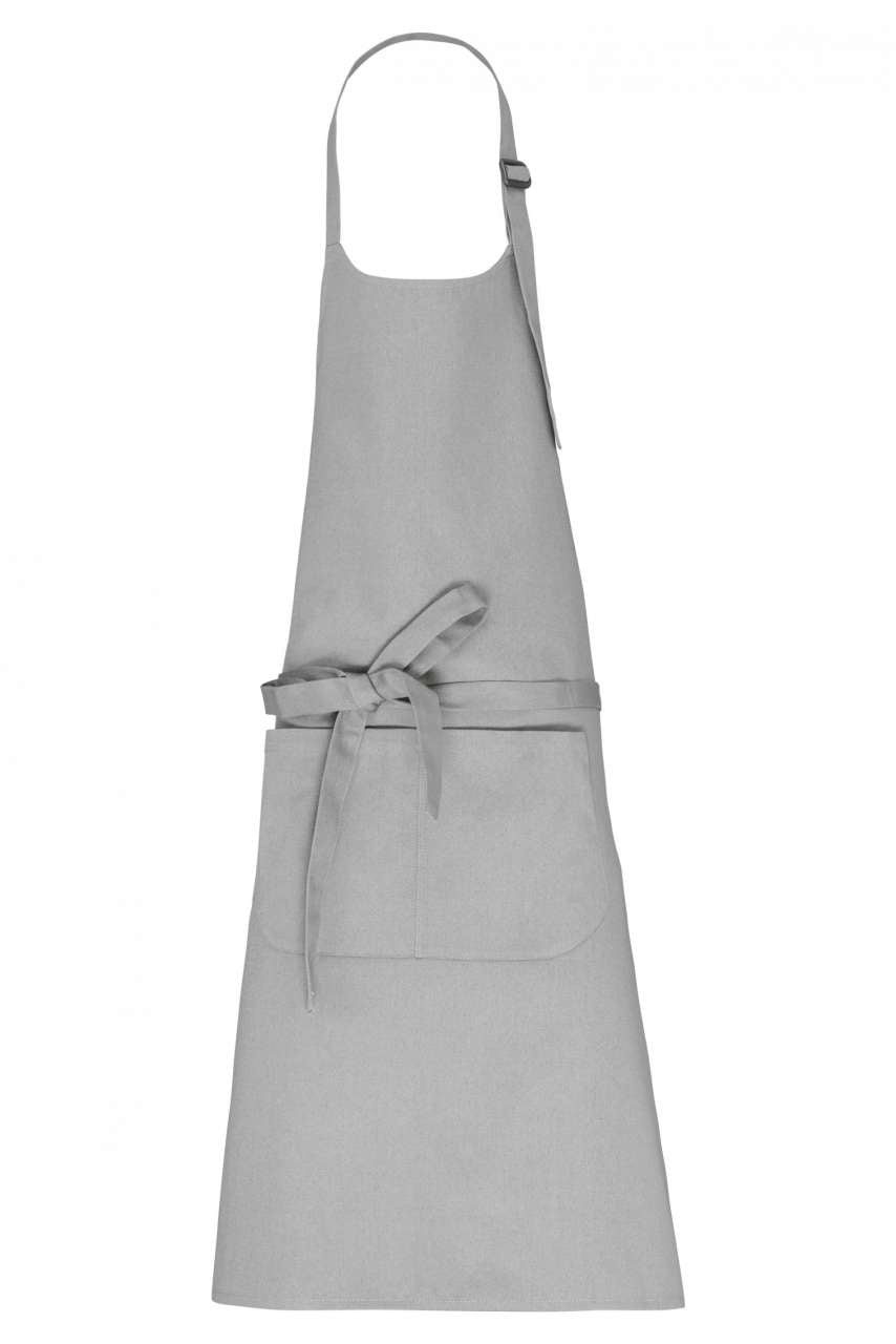 APRON WITH POCKET IN ORGANIC COTTON - Snow Grey - colorimageurl