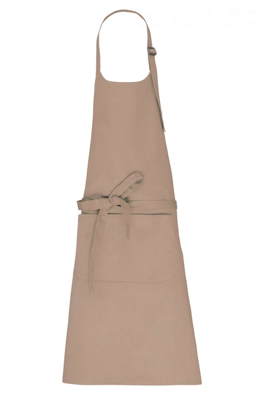 APRON WITH POCKET IN ORGANIC COTTON - Wet Sand - colorimageurl