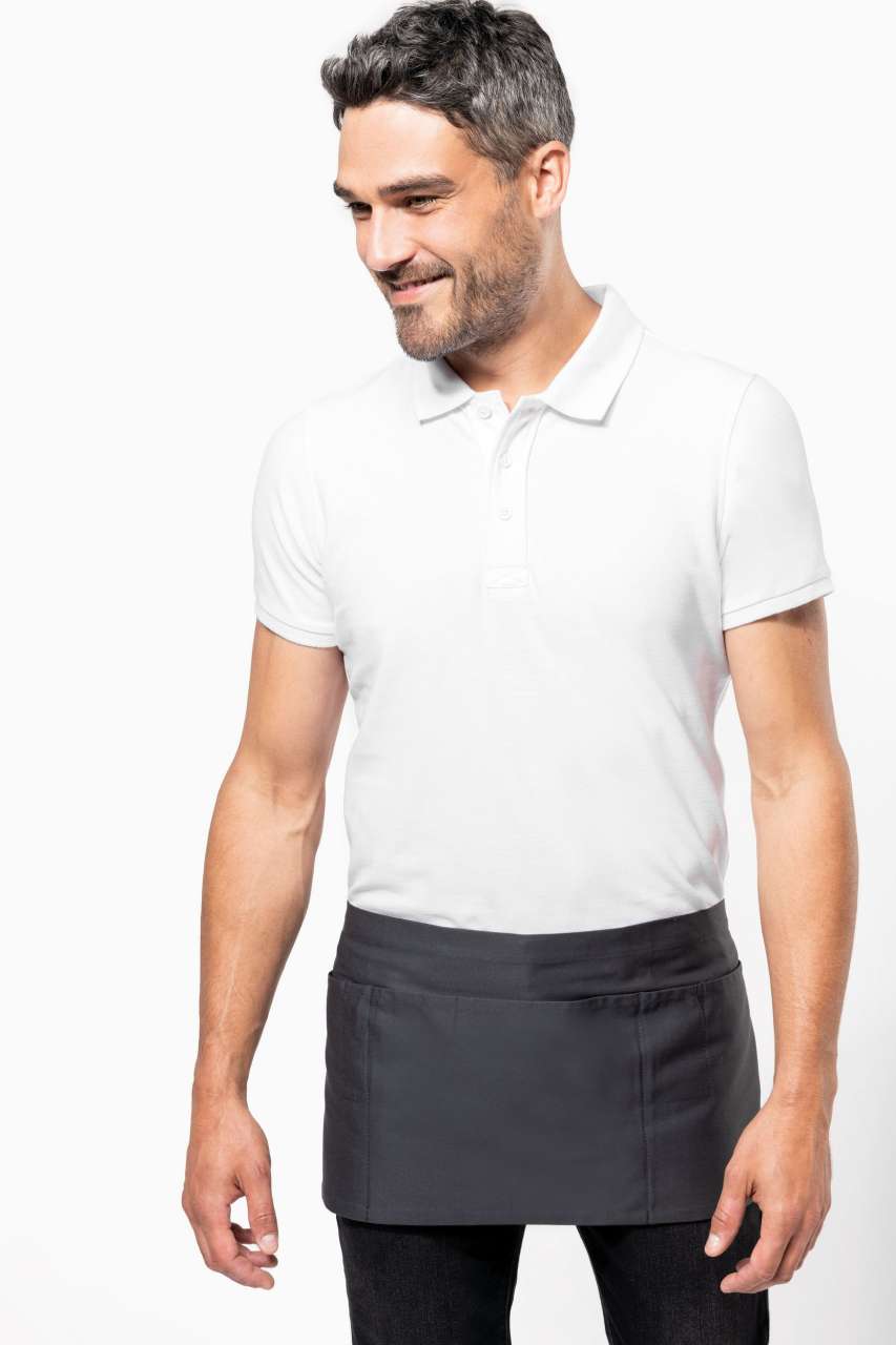 COTTON SHORT APRON - Beige - Model