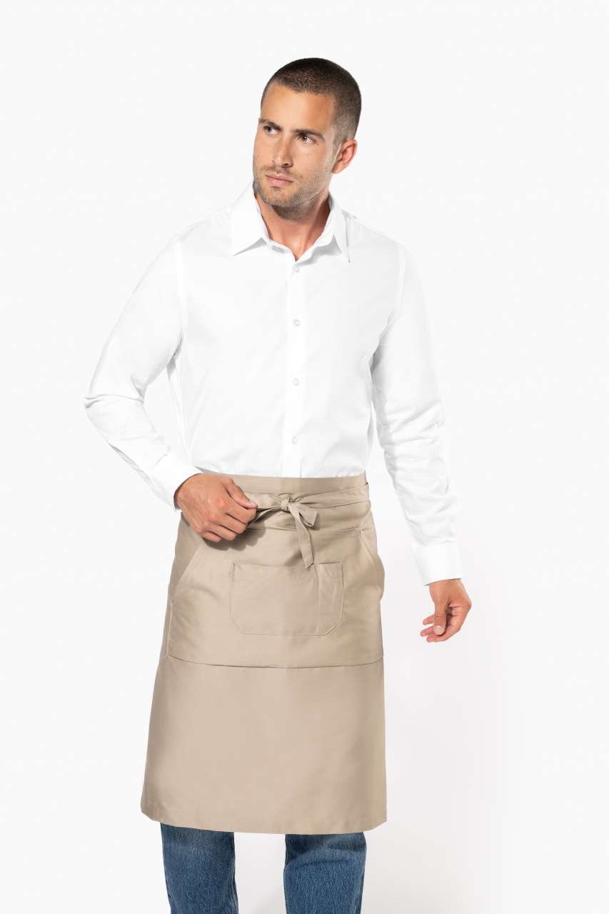 POLYCOTTON LONG APRON - Beige - modelimageurl